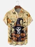 Moisture-wicking Halloween Skull Pumpkin Chest Pocket Casual Shirt