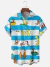 Moisture-wicking Fun Striped Seuss Art Chest Pocket Casual Shirt