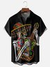 Moisture-wicking Day of the Dead Skeleton Music Chest Pocket Hawaiian Shirt