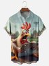 Moisture-wicking Funny Chicken Reading Newspaper Chest Pocket Hawaiian Shirt