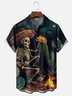 Moisture-wicking Day Of The Dead Skeleton Cactus Taco Chest Pocket Casual Shirt
