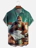 Moisture-wicking Bigfoot Wake-up Coffee Fun Chest Pocket Hawaiian Shirt