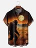 Moisture-Wicking Halloween Pumpkin Bigfoot Chest Pocket Hawaiian Shirt