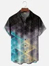 Moisture Wicking Geometric Gradient Art Chest Pocket Hawaiian Shirt