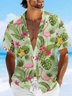 Moisture-wicking Palm Tree Flamingo Chest Pocket Hawaiian Shirt
