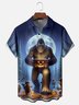 Moisture-Wicking Halloween Pumpkin Bigfoot Chest Pocket Hawaiian Shirt