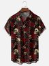 Moisture Wicking Rock Skull Rose Chest Pocket Hawaiian Shirt