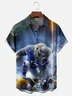 Tall Size Moisture-wicking American Football New York State Bull Art Chest Pocket Hawaiian Shirt
