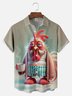Big Size Moisture-wicking Early Morning Coffee Chicken Chest Pocket Casual Shirt