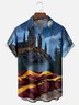 Moisture-wicking Magic Castle Scarf Art Harry Chest Pocket Casual Shirt