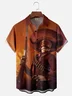 Moisture-wicking Mexican Skeleton Dead Cowboy Chest Pocket Casual Shirt