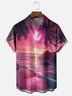 Moisture-wicking Dream Beach Art Party Chest Pocket Hawaiian Shirt