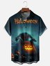 Moisture-wicking Halloween Zombie Pumpkin Art Chest Pocket Casual Shirt