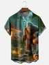Moisture-wicking Halloween Bigfoot Pumpkin Chest Pocket Casual Shirt