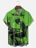Moisture-wicking "Love Work Day" Skull Slogan Chest Pocket Casual Shirt