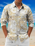 Moisture-Wicking Floral Geometric Chest Pocket Casual Long Sleeve Shirt