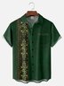 Big Size Moisture-wicking St. Patrick's Day Four Leaf Clover Stripe Chest Pocket Bowling Shirt