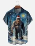Moisture-Wicking Christmas Bigfoot Art Chest Pocket Hawaiian Shirt