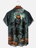 Moisture-Wicking Halloween Pumpkin Knight Chest Pocket Hawaiian Shirt