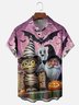 Moisture-Wicking Halloween Spooky Pumpkin Bat Gnome Chest Pocket Hawaiian Shirt