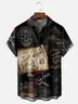 Moisture-Wicking Pirate Skull Map Chest Pocket Hawaiian Shirt