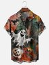 Moisture-Wicking Halloween Spooky Pumpkin Bat Spider Chest Pocket Hawaiian Shirt