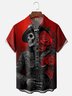 Tall Size Moisture-wicking Rock Skull Music Guiar Rose Chest Pocket Casual Shirt