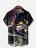 Moisture-wicking Star Spaceship Universe Chest Pocket Casual Shirt