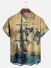 Big Size Moisture Wicking Vintage Map Sailboat Chest Pocket Hawaiian Shirt