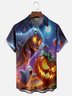 Moisture-Wicking Halloween Pumpkin Ghost Chest Pocket Hawaiian Shirt