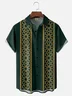 Moisture-Wicking Geometric Star Stripe Chest Pocket Bowling Shirt