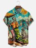 Moisture-Wicking Halloween Skull Chest Pocket Hawaiian Shirt