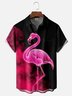 Moisture-Wicking Gradient Flamingo Chest Pocket Hawaiian Shirt