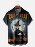 Moisture-Wicking Halloween Pumpkin Wizard Goose Chest Pocket Hawaiian Shirt