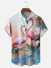 Moisture-Wicking Tropical Flamingo Chest Pocket Hawaiian Shirt
