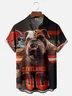 Moisture-wicking American Football Cliff Fun Art Brown Chest Pocket Casual Shirt