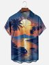 Moisture-wicking Sunset Beach Art Party Vacation Chest Pocket Hawaiian Shirt