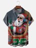 Moisture-Wicking Christmas Aviator Santa Chest Pocket Hawaiian Shirt