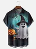 Moisture-Wicking Fun Halloween Ghost Pumpkin Chest Pocket Hawaiian Shirt
