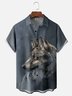 Hardaddy x Lazaro Illustration Moisture-wicking Art Wolf Painting Jones Chest Pocket Hawaiian Shirt