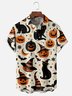 Moisture-wicking Halloween Black Cat Pumpkin Chest Pocket Casual Shirt