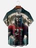 Moisture-Wicking Football Wolf Halloween Chest Pocket Hawaiian Shirt