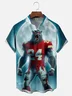 Moisture-Wicking Ombre Halloween Wolf Chest Pocket Hawaiian Shirt