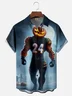 Moisture-Wicking Ombre Halloween Pumpkin Chest Pocket Hawaiian Shirt