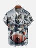 Moisture-Wicking Football Wolves Chest Pocket Hawaiian Shirt