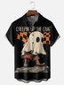 Moisture-Wicking Halloween Ghost Geometric Chest Pocket Hawaiian Shirt