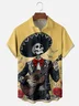Moisture-wicking Day of the Dead Skull Music Chest Pocket Hawaiian Shirt