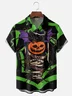Moisture-wicking Halloween Pumpkin Chest Pocket Casual Shirt