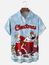 Moisture-wicking Christmas Santa Claus Chest Pocket Casual Shirt