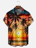 Moisture-wicking Coconut Tree Beach Sunset Chest Pocket Hawaiian Shirt